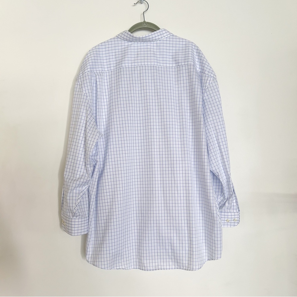 Pronto Uomo Men’s Button Down Long Sleeve Dress Shirt White Blue Plaid Stripe - Picture 3 of 4